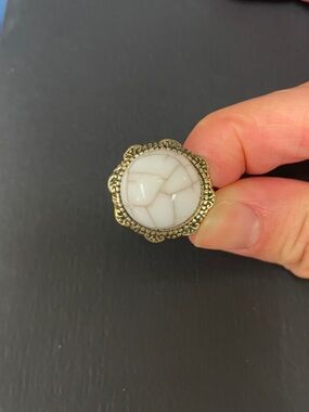 Vintage-Inspired White Stone Statement Ring